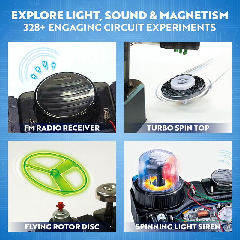 Playz Advanced Electrical Circuit Board Engineering Kit for Kids with 328+ STEM Projects on Electricity, Voltage, Currents, Resistance, & Magnetic Science | Gift for Children Age 8-13+ - Image 5